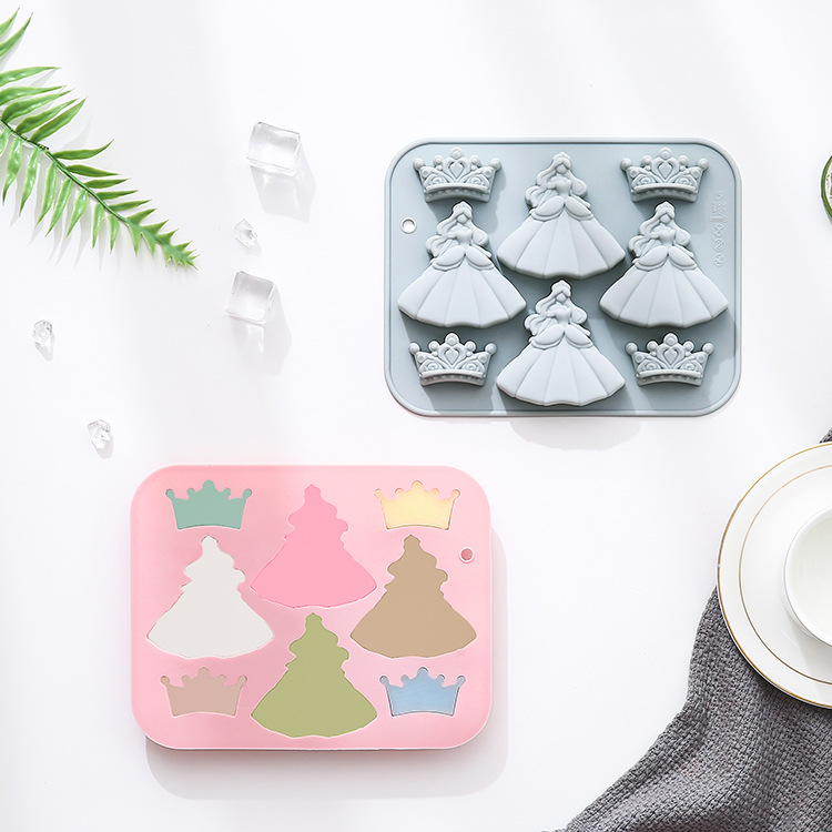 Bunny Cake Mold - 8-hole 3d Princess Dress Crown Silicone