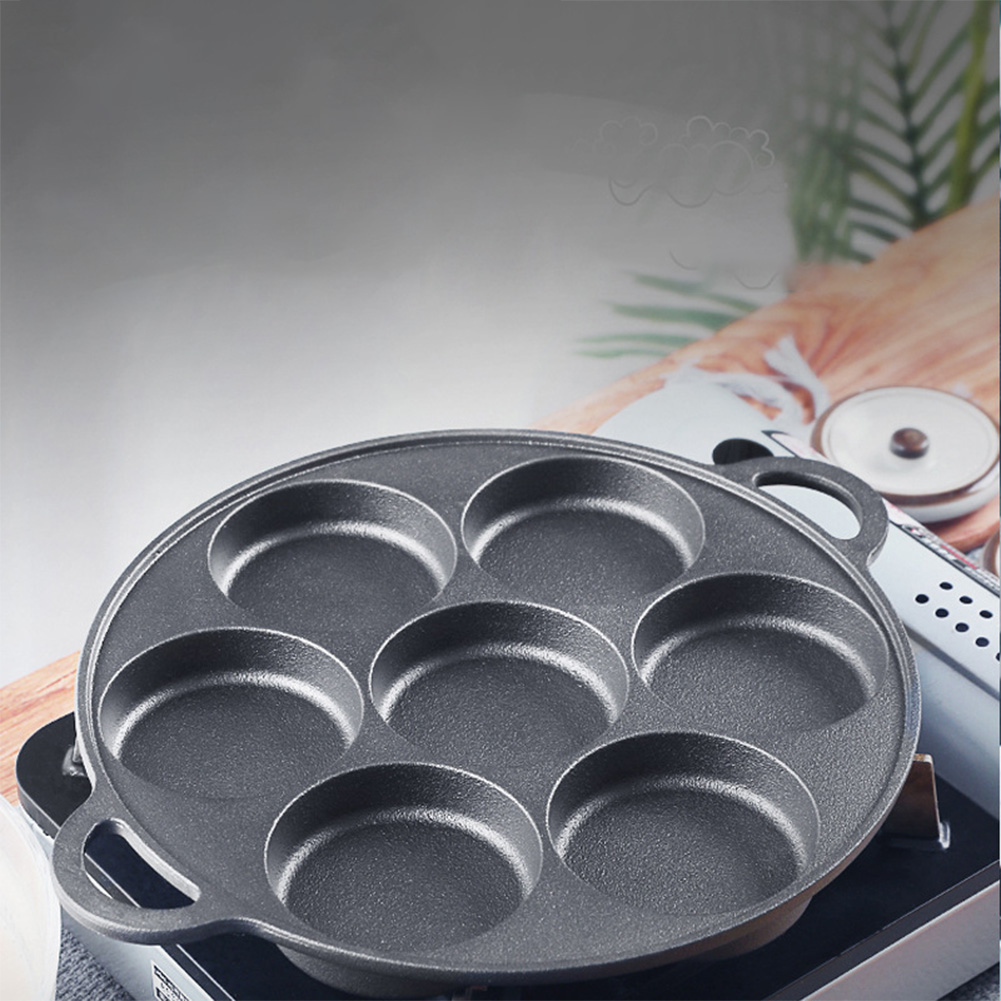 7 Hole Frying Pot Cast Iron No - Egg Waffle Pan recension och pris